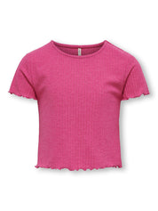 Geripptes T-Shirt - Raspberry Rose - Pink