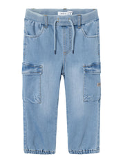 Cargo-Jeans Regular Fit - Medium Blue Denim - Blau