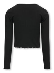 Cropped Langarmshirt - Black - Schwarz