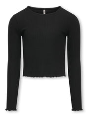 Cropped Langarmshirt - Black - Schwarz