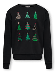 Pullover mit Weihnachtsmotiv - Black/Christmas Trees - Schwarz