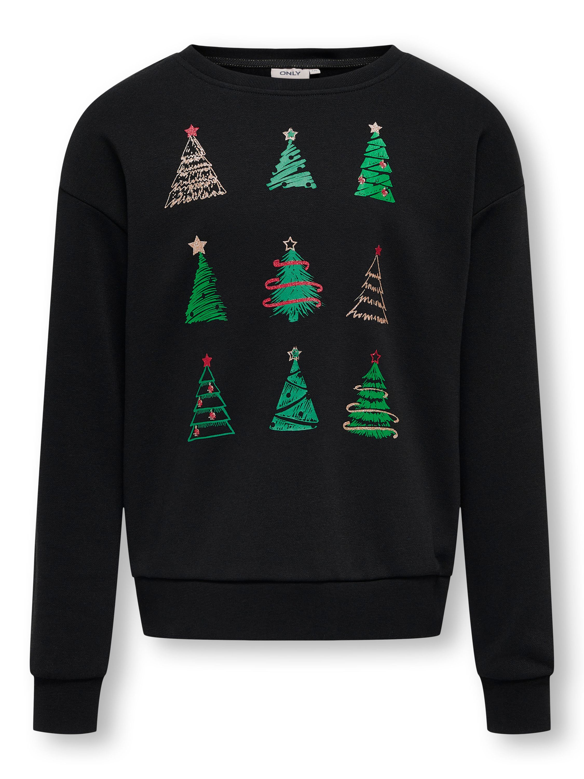 Pullover mit Weihnachtsmotiv - Black/Christmas Trees - Schwarz