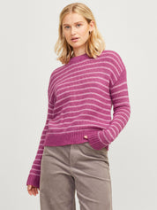 Gestreifter Strickpullover - Fuchsia Red//Moonlite Mauve - Violett