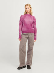 Gestreifter Strickpullover - Fuchsia Red//Moonlite Mauve - Violett