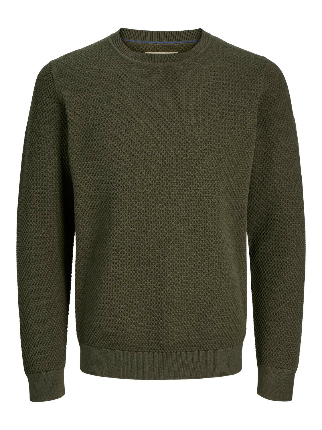 Strickpullover aus Baumwollmix - Olive Night/Twist/full structu - Khaki