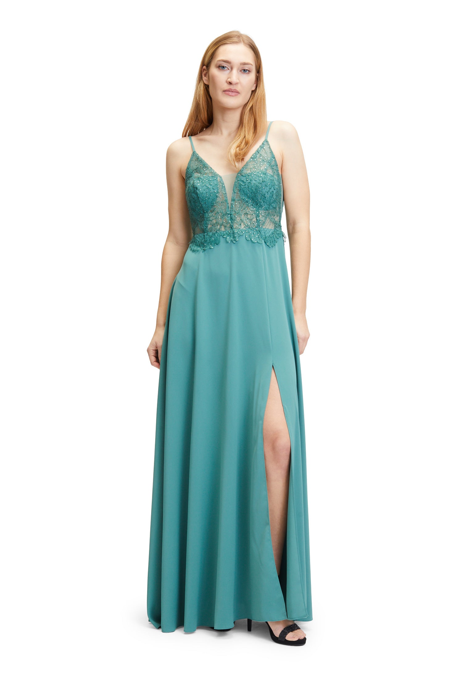 Abendkleid mit Spitzenbesatz - 5619-Bright Eucalyptus - Grün