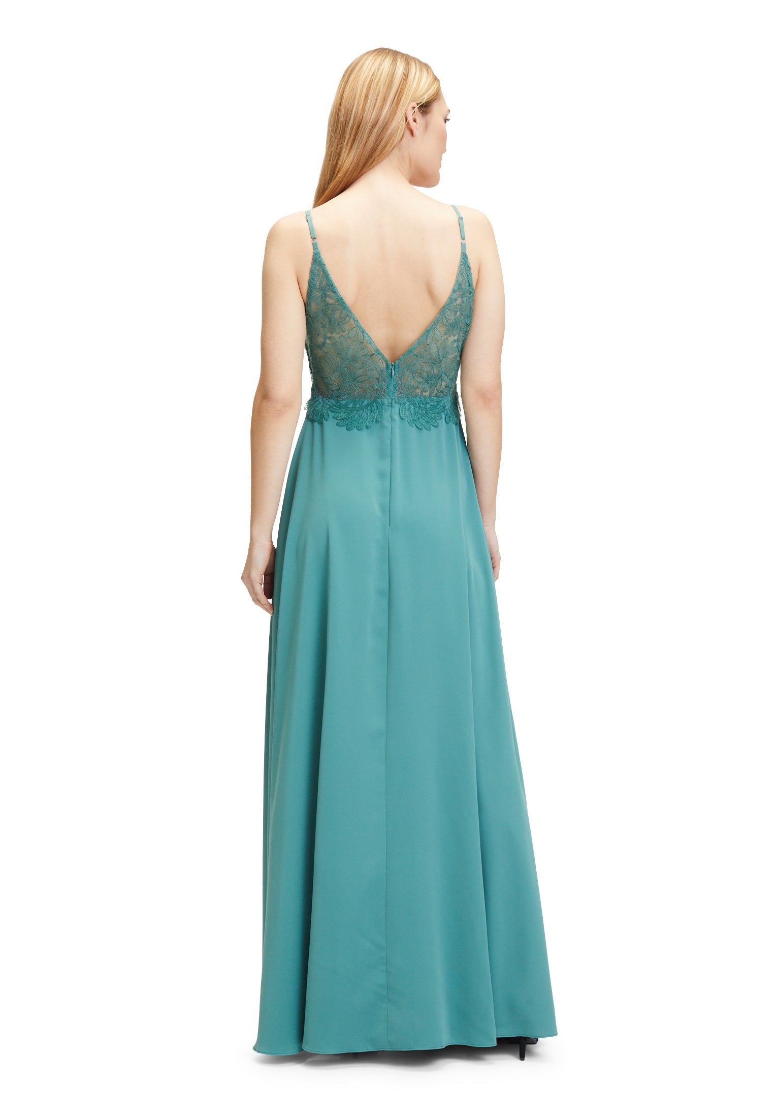 Abendkleid mit Spitzenbesatz - 5619-Bright Eucalyptus - Grün