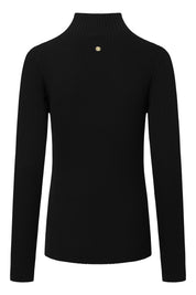 Rollkragenpullover aus Rippstrick - 001-Black - Schwarz