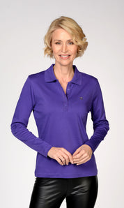 Poloshirt mit Strassdetail - 613 613 VIOLETT - Violett