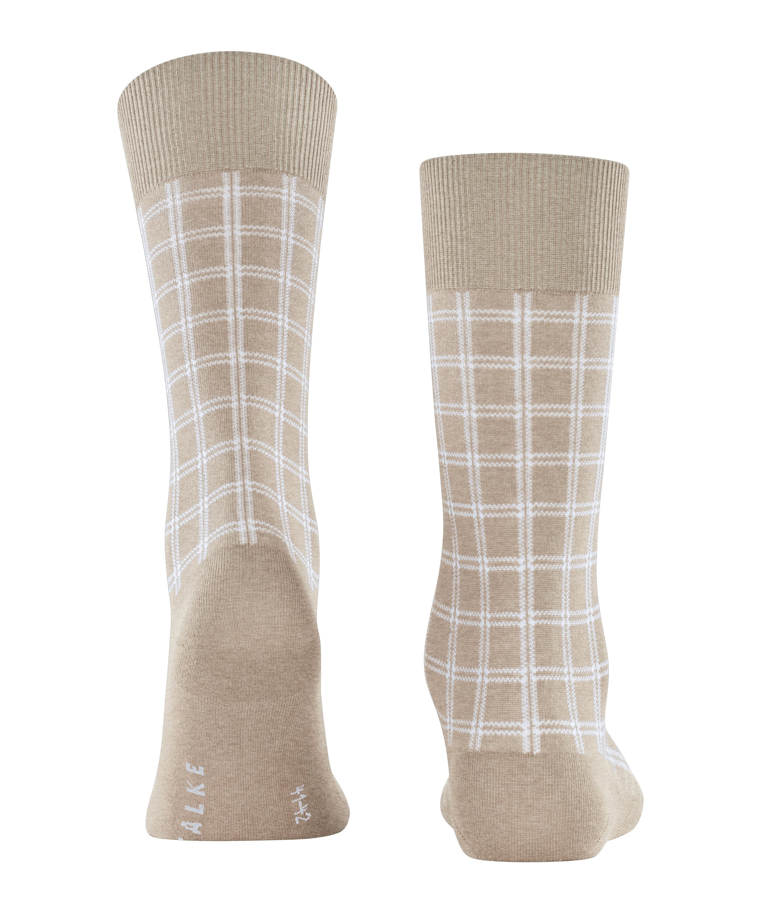 Karierte Socken aus Baumwolle - 4044 pebble mel. - Beige