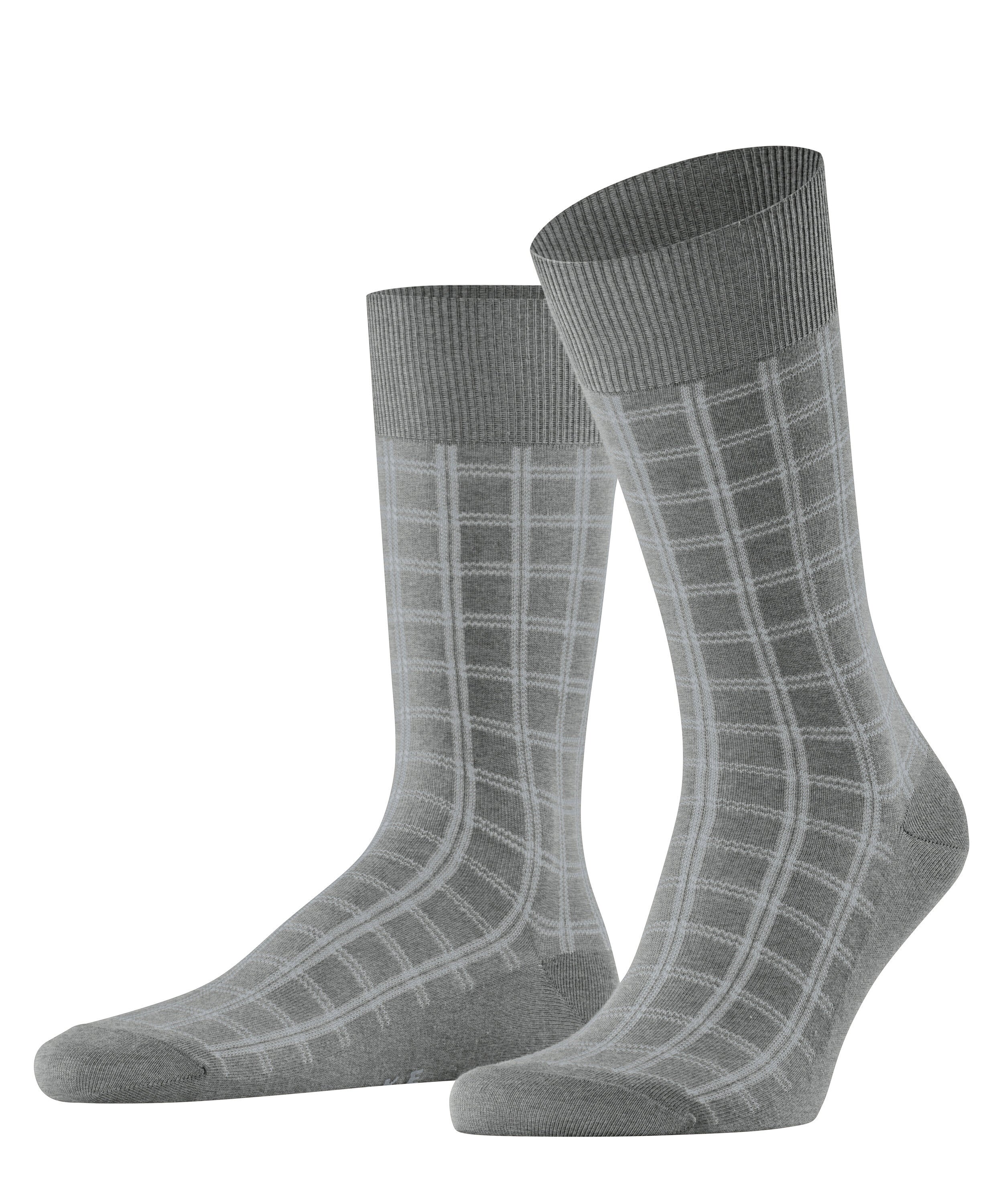 Karierte Socken aus Baumwolle - 3390 light greymel. - Grau