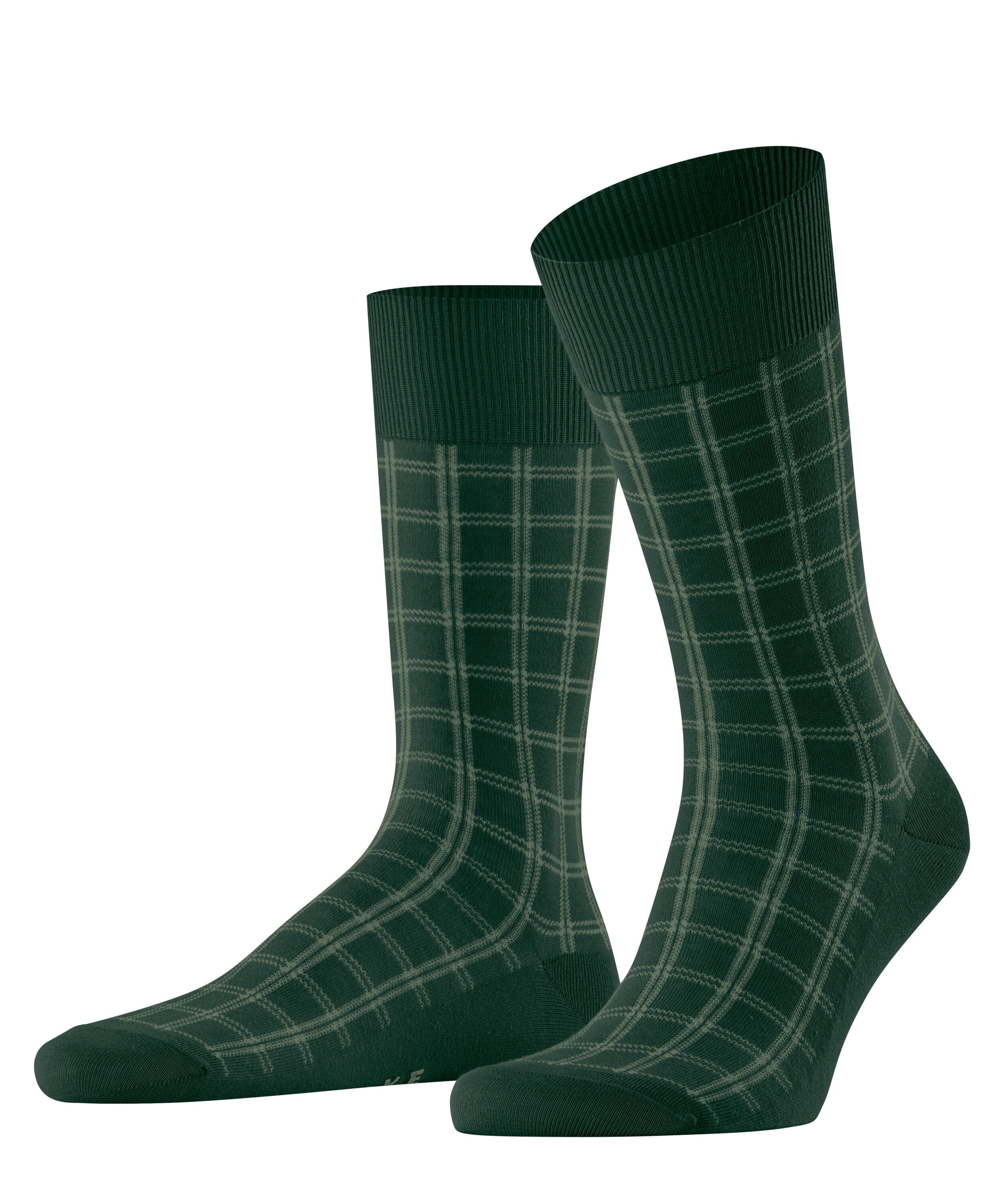 Karierte Socken aus Baumwolle - 7441 hunter green - Grün