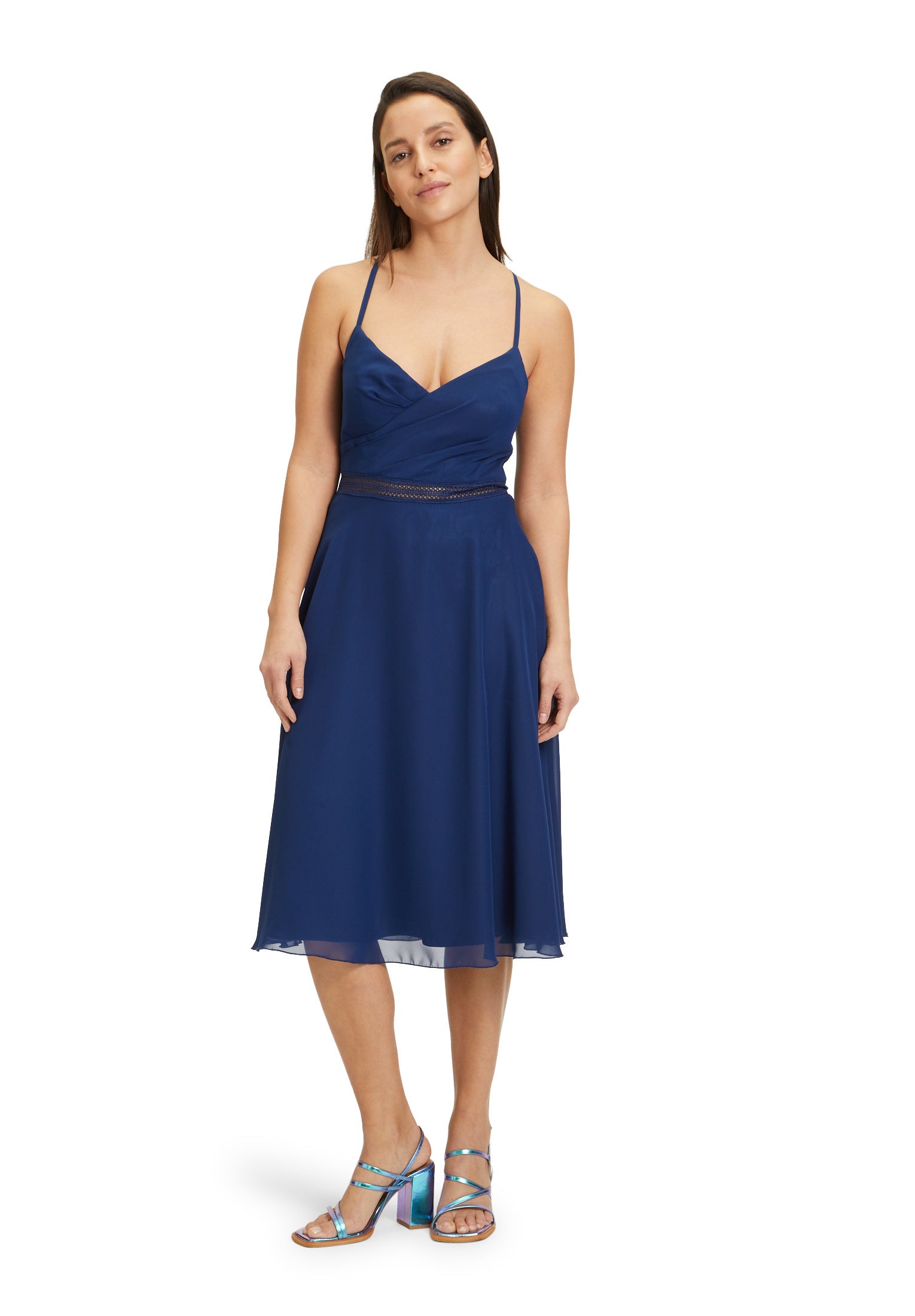 Cocktailkleid mit Chiffonrock - 8423-Festival Blue - Blau