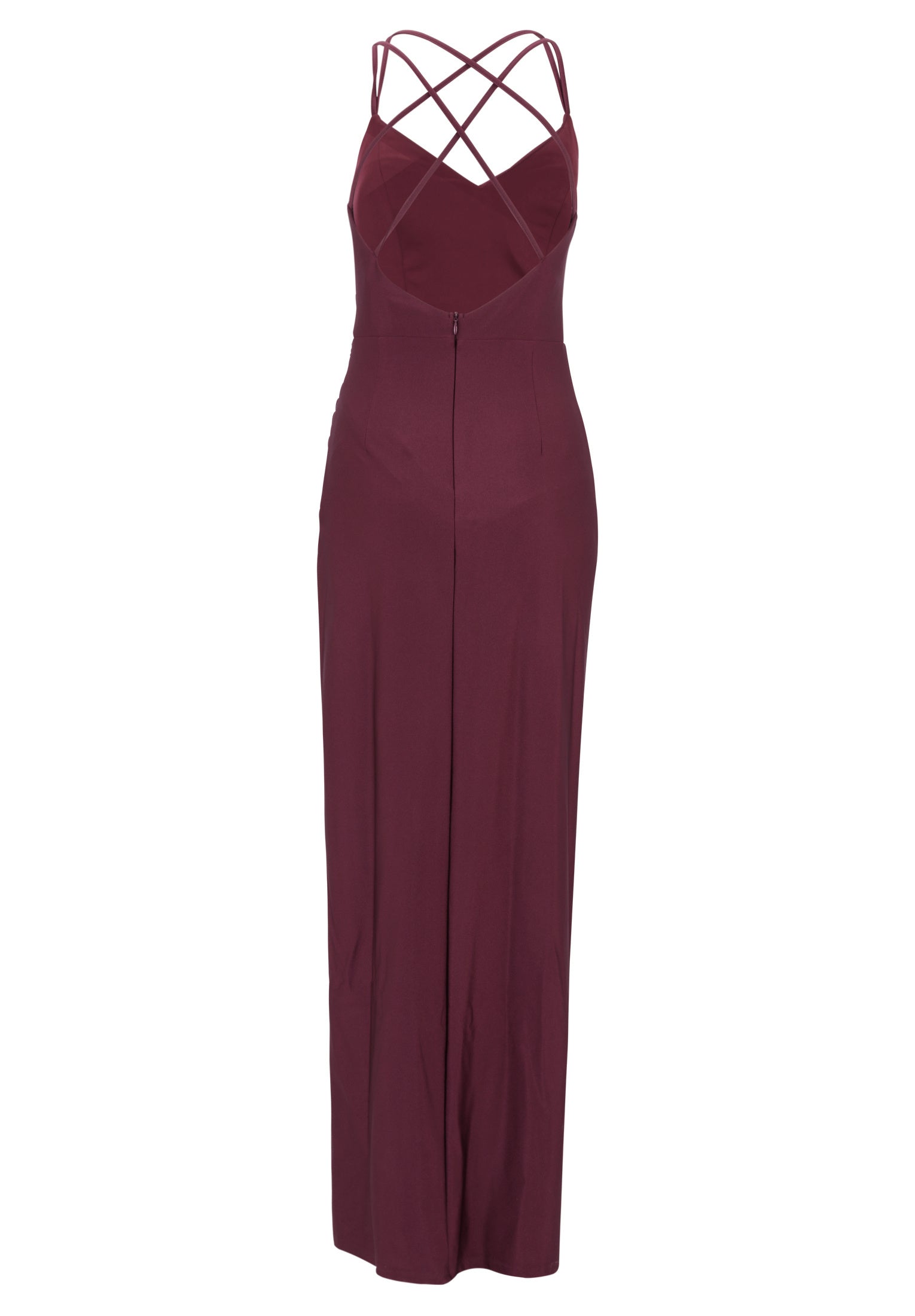 Slipkleid mit Beinschlitz - 6331-Shiny Bordeaux - Rot