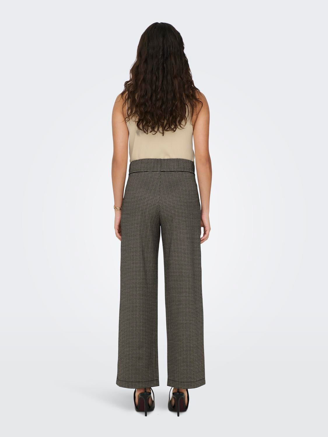 Wide Leg Hose - Cobblestone/MINI CHECK - Braun