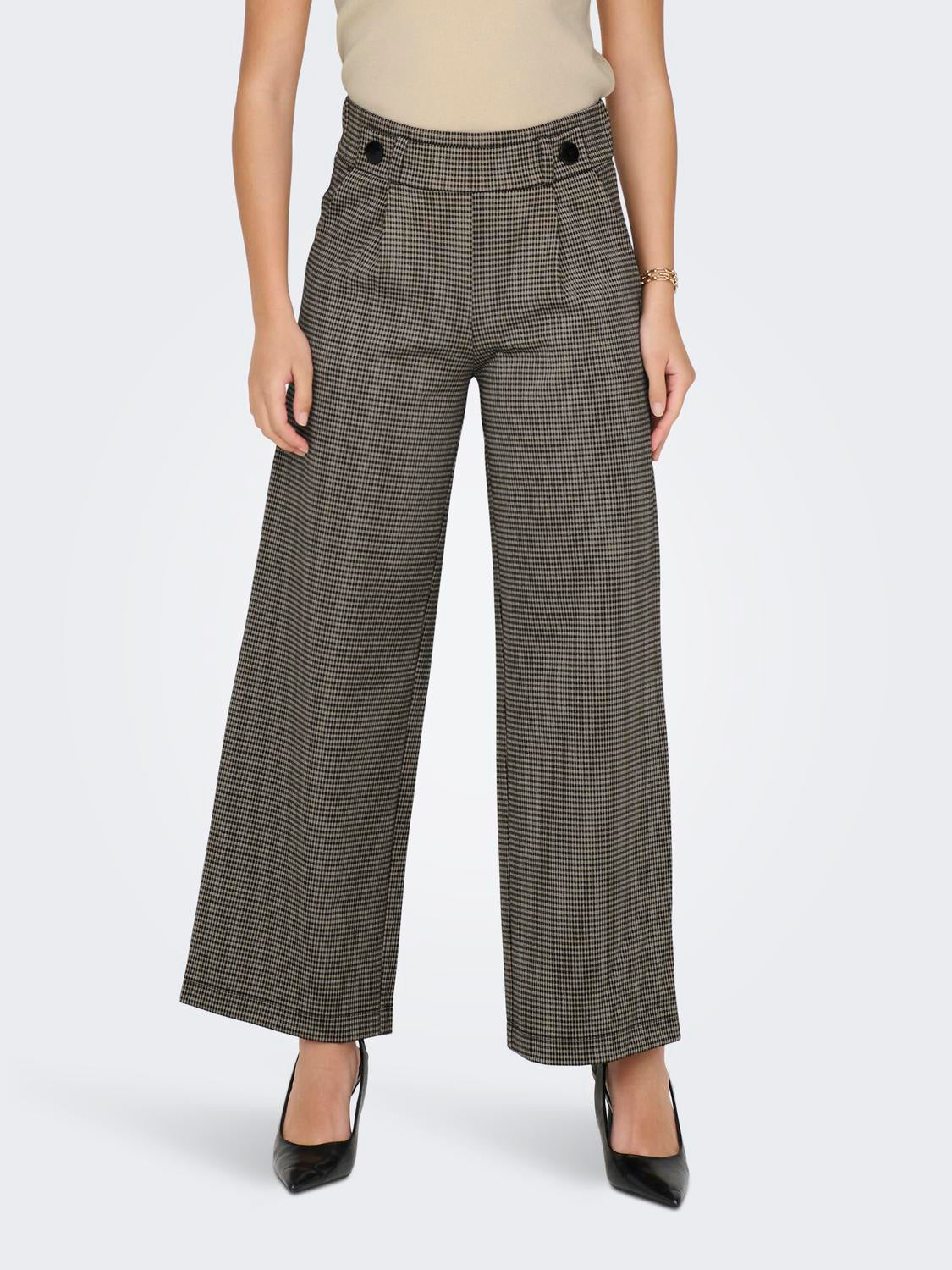 Wide Leg Hose - Cobblestone/MINI CHECK - Braun