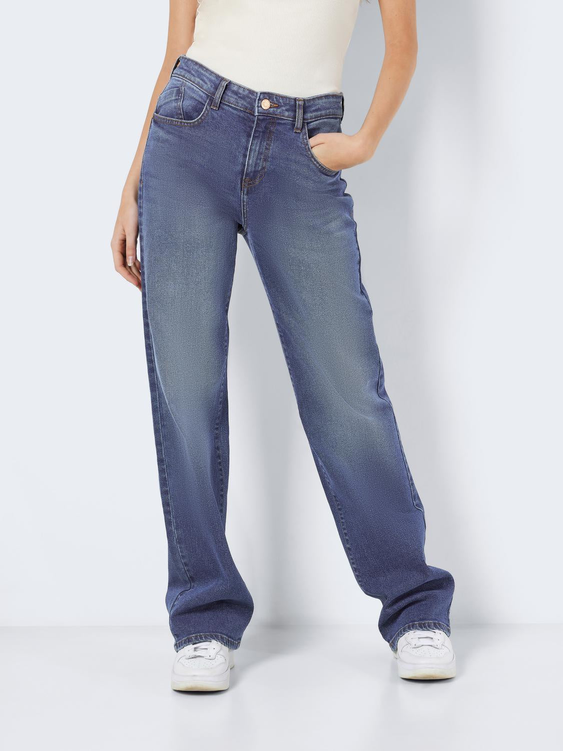 Loose Fit Jeans - Medium Blue Denim - Blau