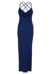 Slipkleid mit Beinschlitz - 8423-Festival Blue - Blau