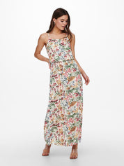 Gemustertes Maxikleid - Cloud Dancer/BLURRY FLOWER - Creme