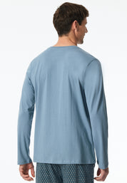 Schlaf-Langarmshirt aus Baumwolle - 808-blaugrau - Blau