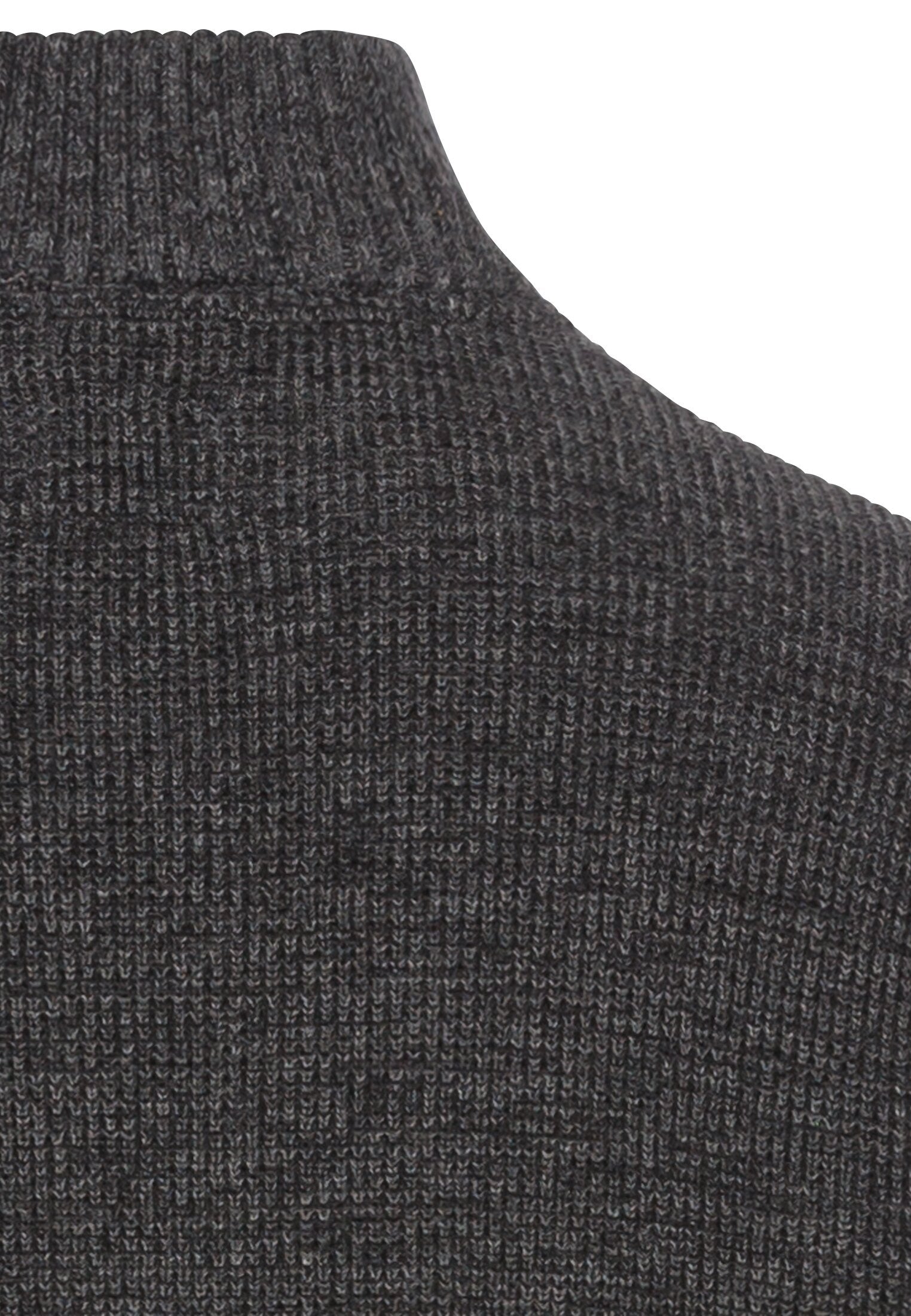 Strickpullover mit Troyerkragen - 88-Asphalt - Grau