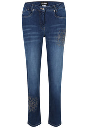 Jeans mit Strassdetails - 56-Jeansblau - Blau