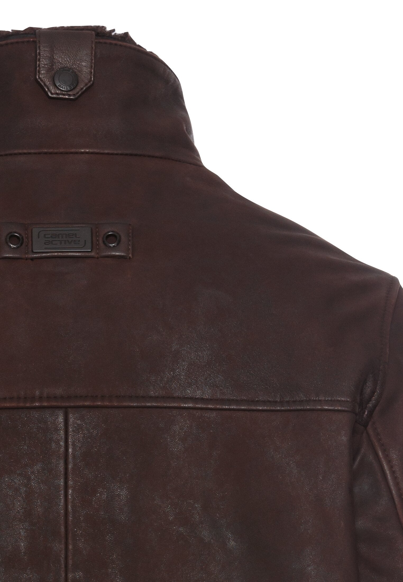 Lederjacke mit Stehkragen - 26-Brown - Braun