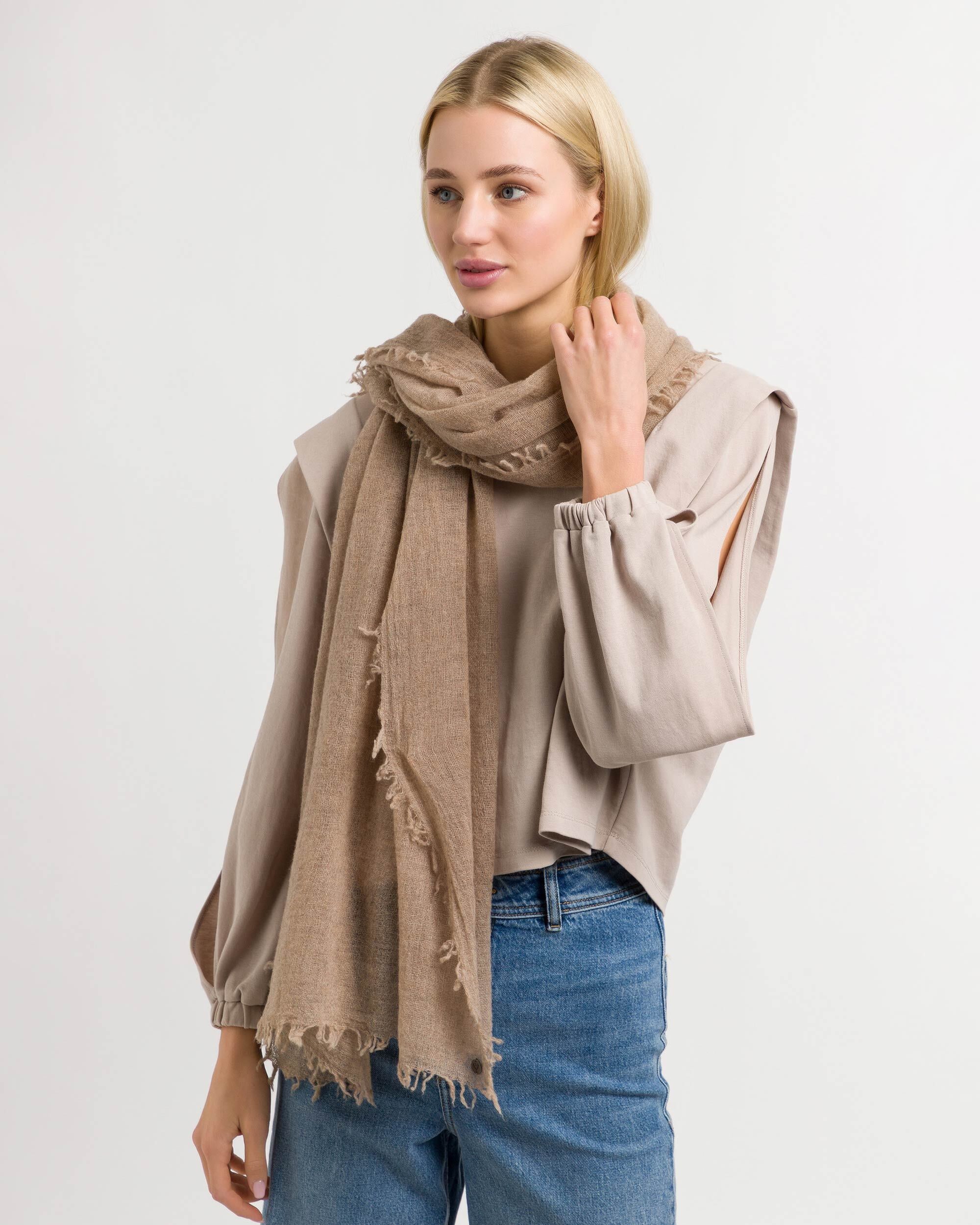 Schal Wollschal - 180 - Beige