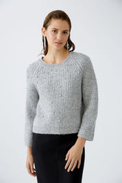 Strickpullover mit Glitzersteinen - 9373-river stone - Grau