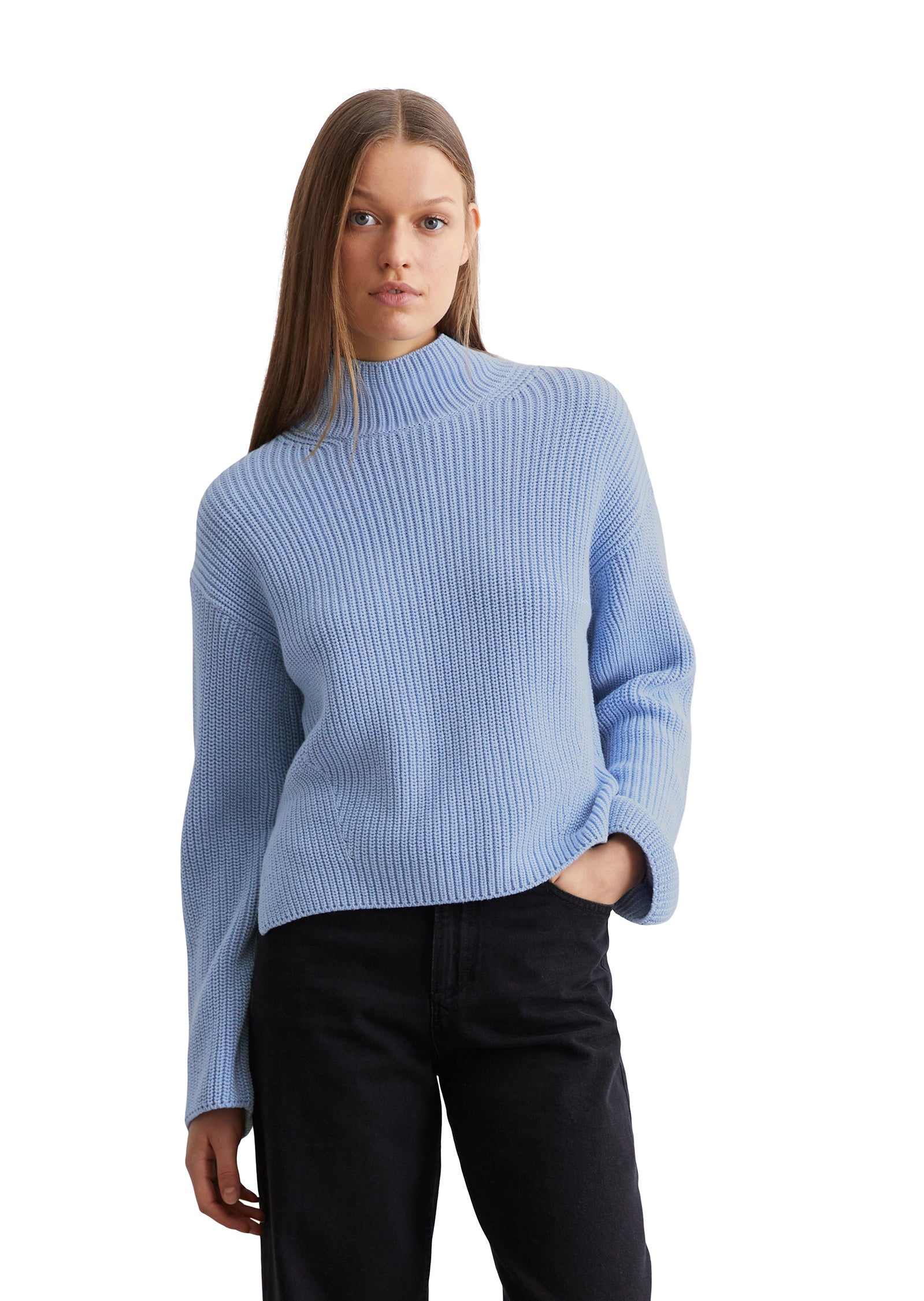 Strickpullover mit Turtleneck - 831-fresh sky - Blau