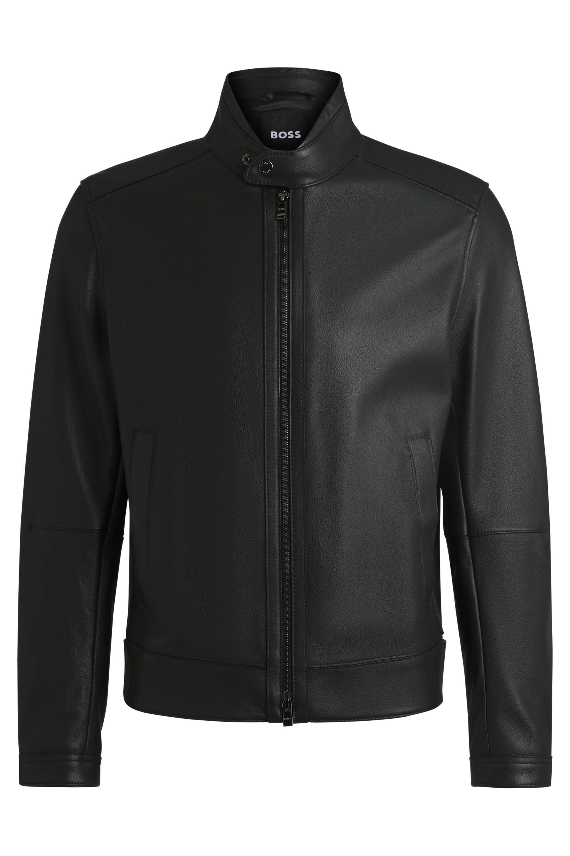 Lederjacke aus genarbtem Nappaleder - 001-Black - Schwarz