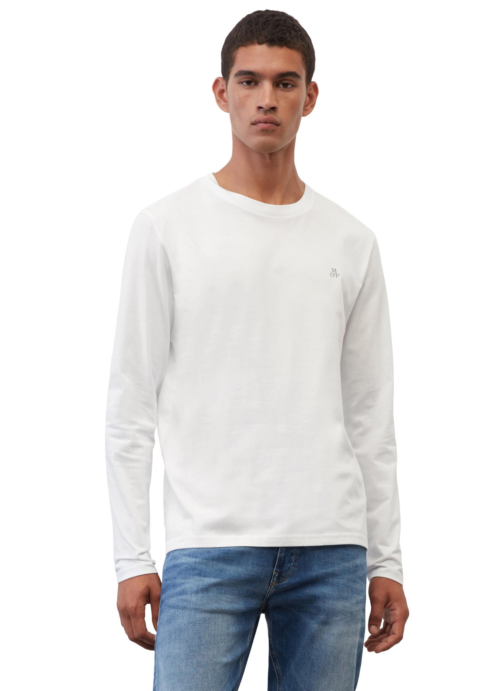 Langarmshirt aus Baumwolle - 100-white - Weiß