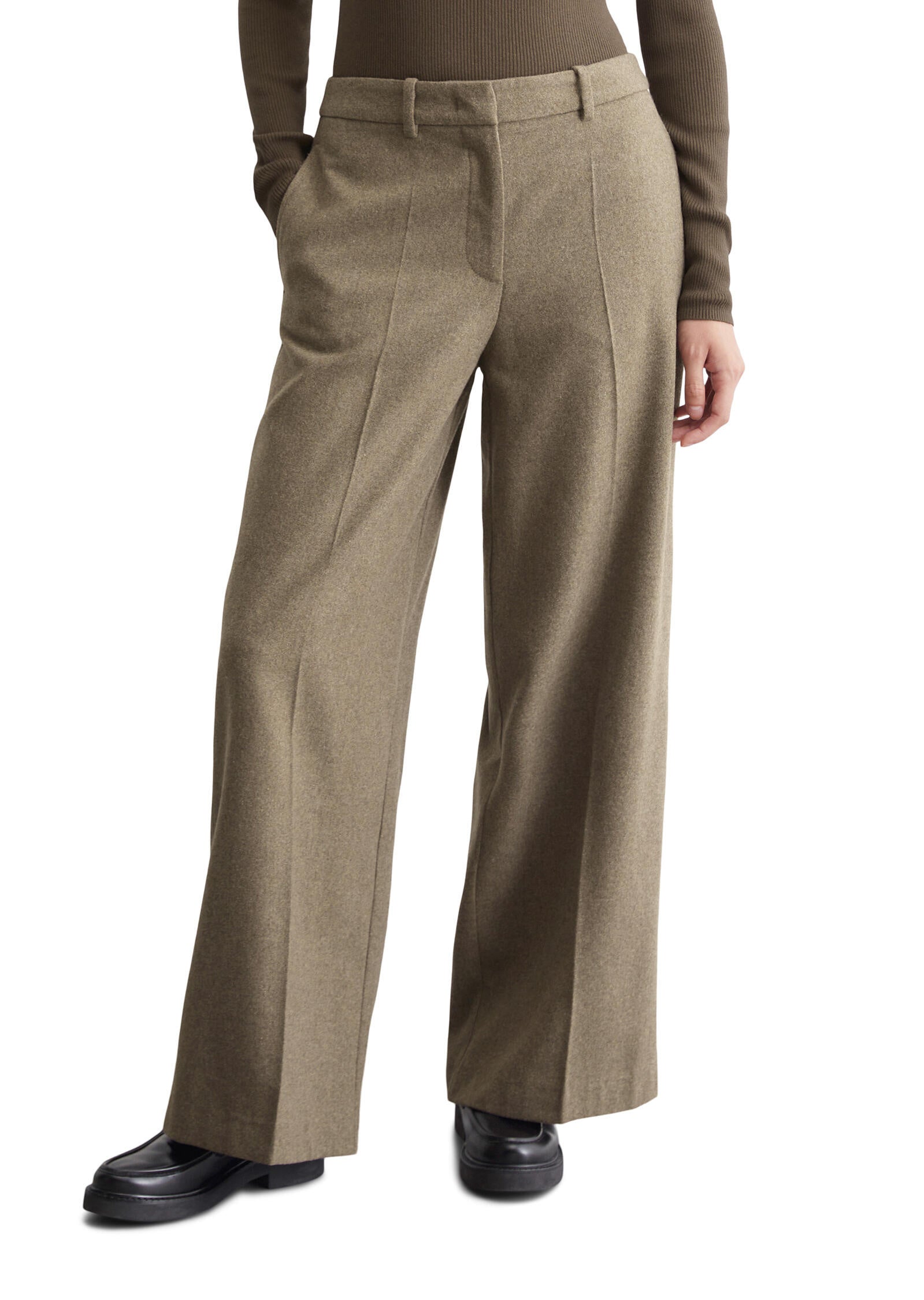 Hose Wide Leg - 781-shaded brown melange - Braun