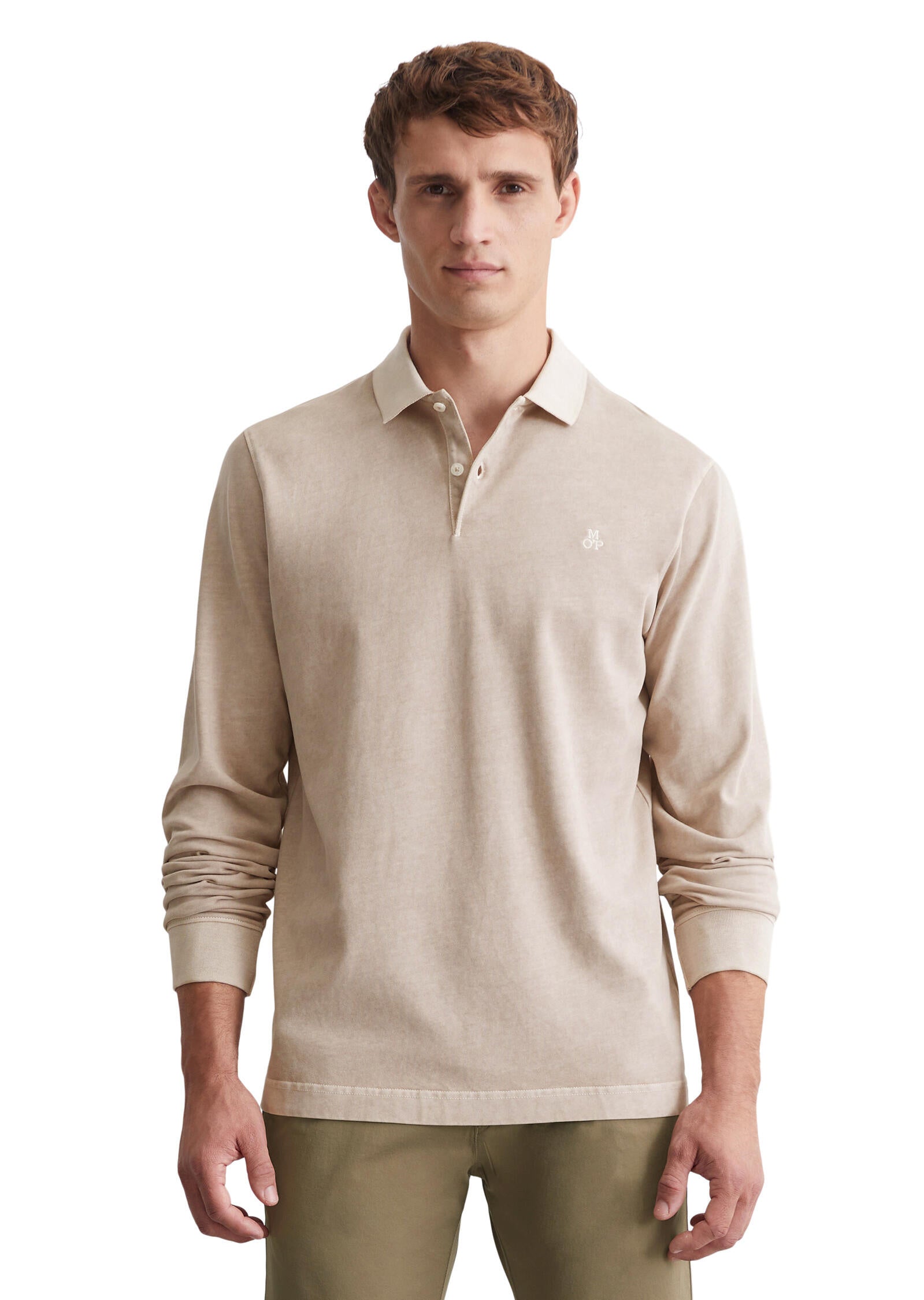 Poloshirt mit langen Ärmeln - 913-dapple gray - Beige