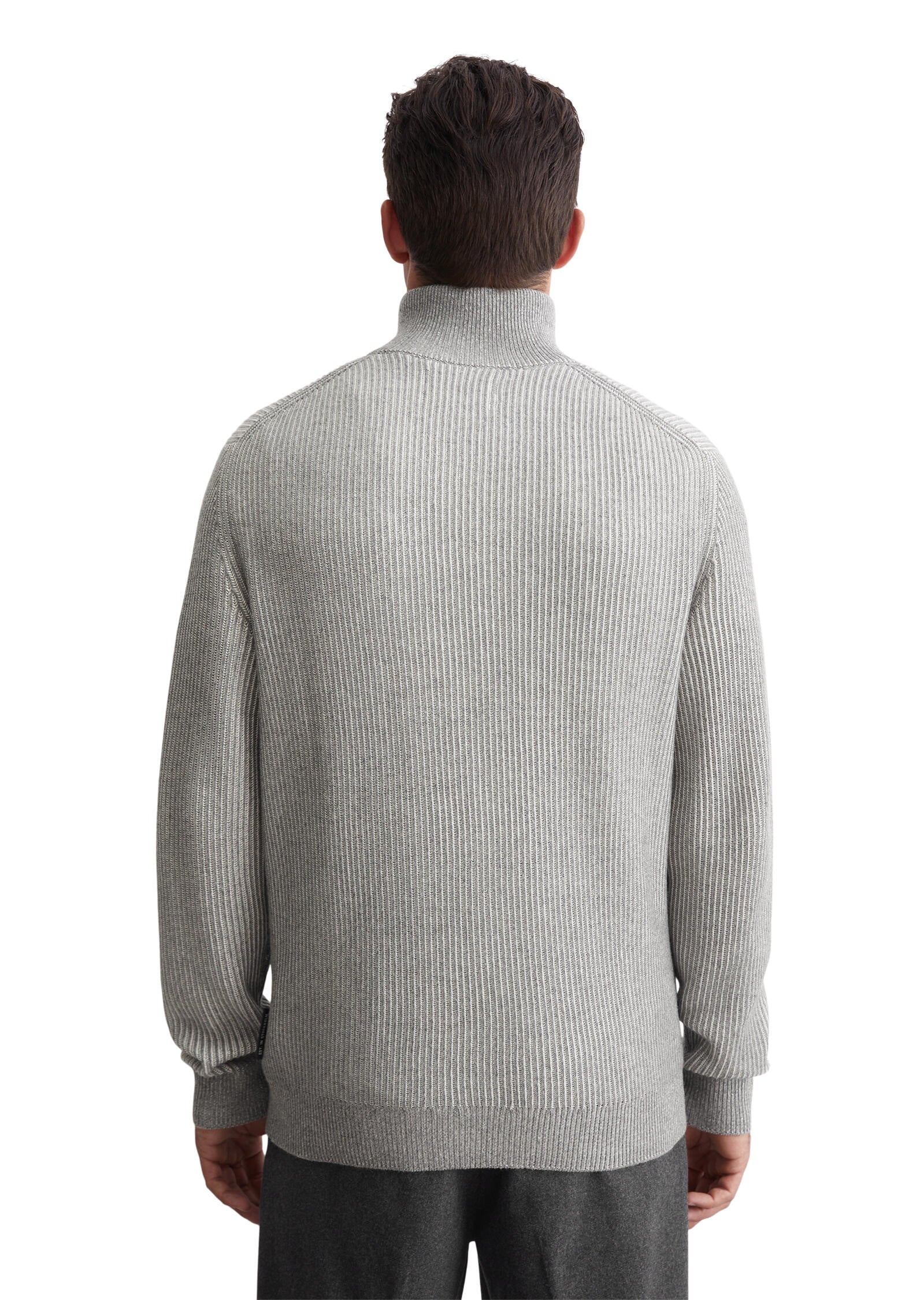 Strickpullover mit 1/2 Zip - 936-grey melange - Grau