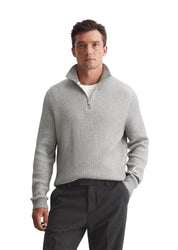 Strickpullover mit 1/2 Zip - 936-grey melange - Grau