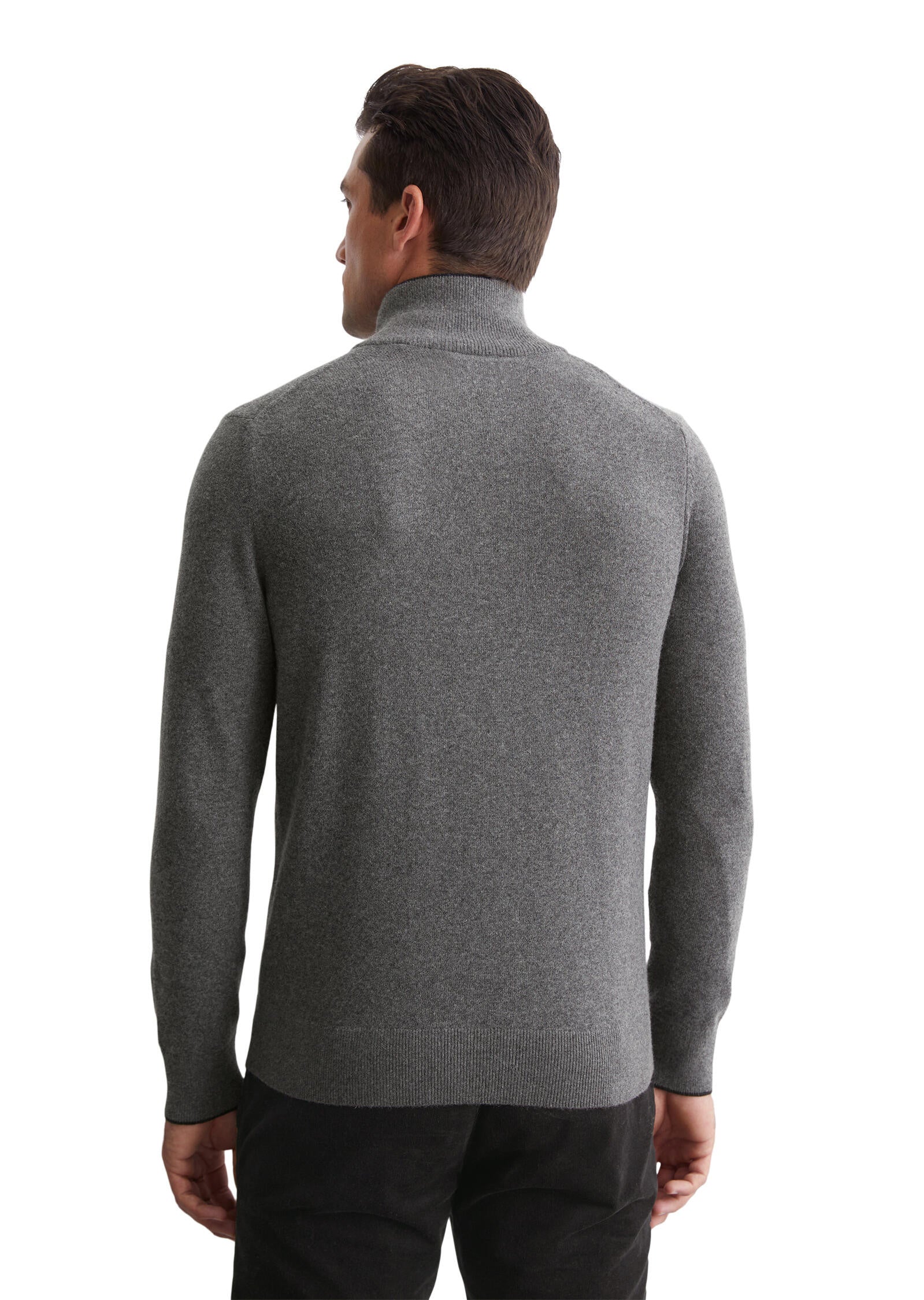 Strickpullover mit Troyerkragen - 969-graphite grey melange - Grau