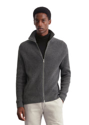 Strickjacke mit Troyerkragen - 969-graphite grey melange - Grau