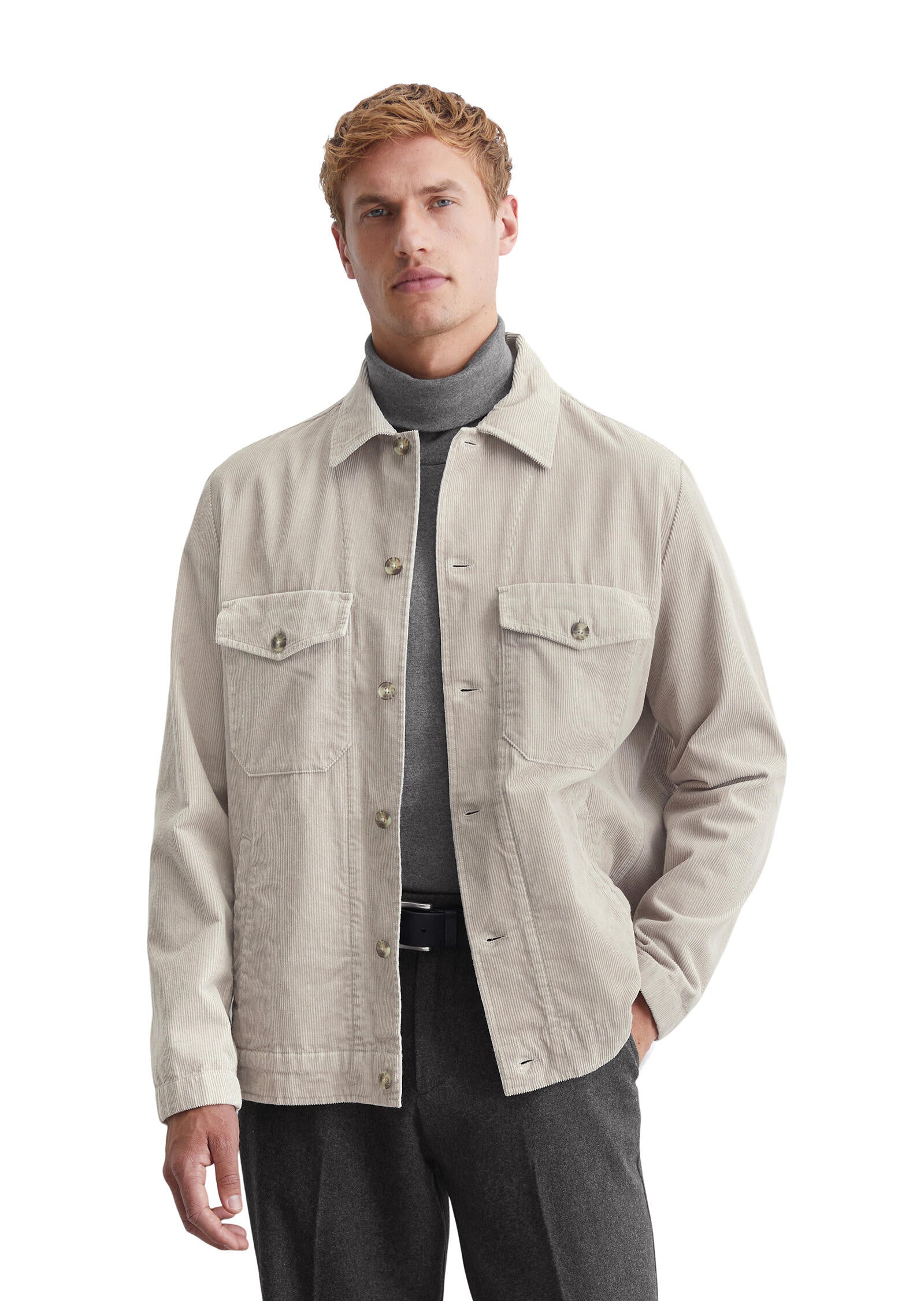 Cordovershirt aus Baumwolle - 913-dapple gray - Grau