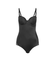 Body mit Spitzendetails - 0004 BLACK - Schwarz