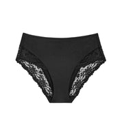 Hochgeschnittener Slip mit Spitzendetails - 0004 BLACK - Schwarz