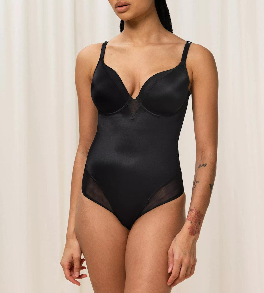 Body mit Tülldetails - 0004 BLACK - Schwarz