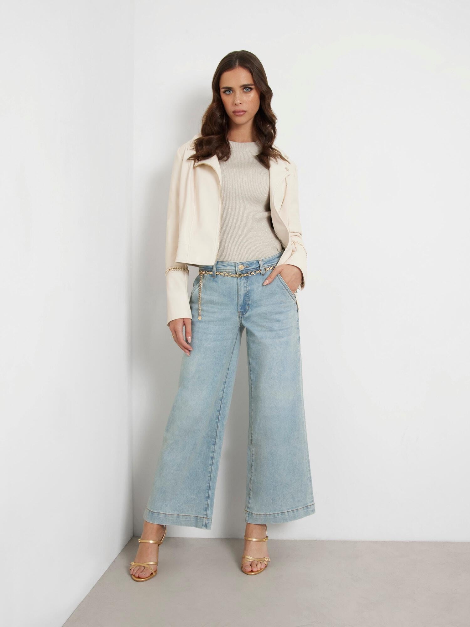 Mid waist wide leg jeans - BEVT BELIEVE IT - Blau