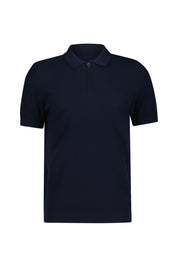 Strick-T-Shirt mit 1/2 Zip - 404 - Blau