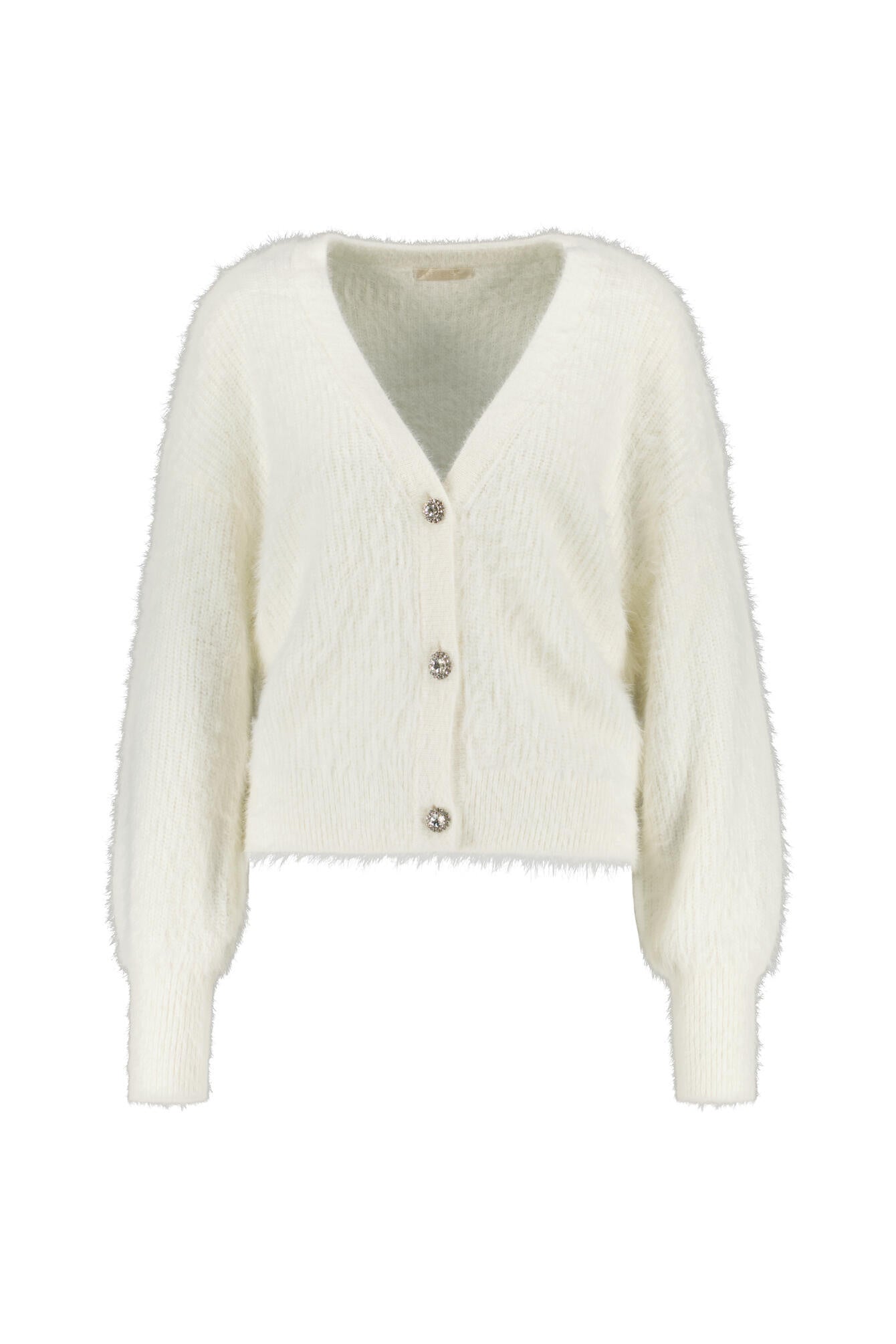 Strickcardigan in Fell-Optik - G012 CREAM WHITE - Blau