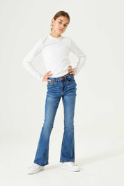 Jeans mit ausgestelltem Bein - 7528 - Blau