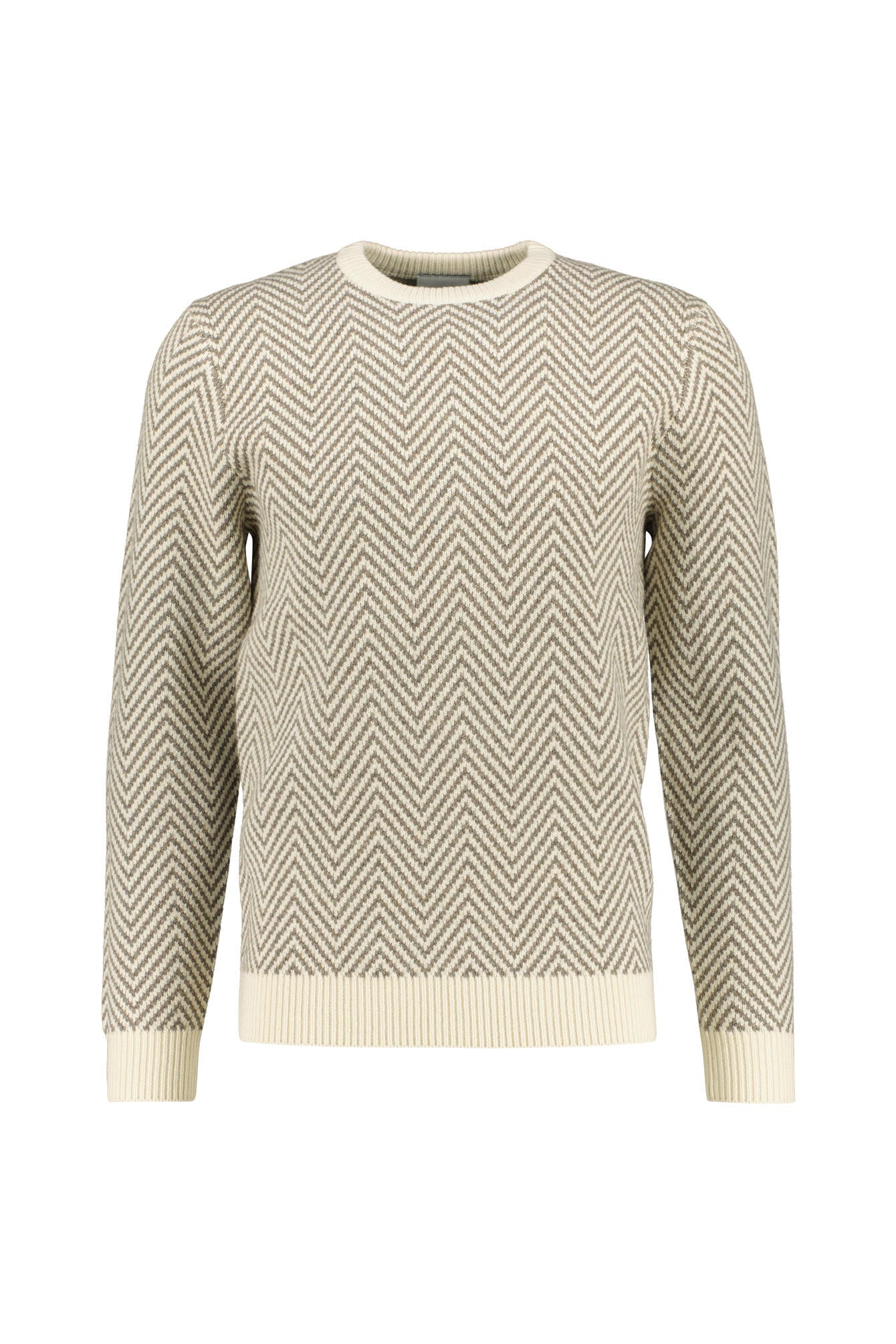 Gemusterter Strickpullover - E - Grau