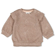 Frottee Sweater - 730-Taupe Melange - Braun