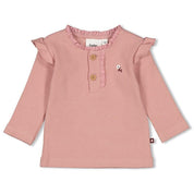 Geripptes Langarmshirt - 150-Rosa - Rosa