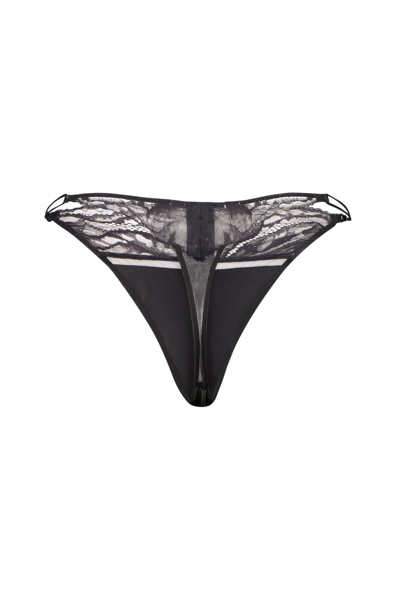 Thong mit Spitzendetails - UB1-BLACK - Schwarz